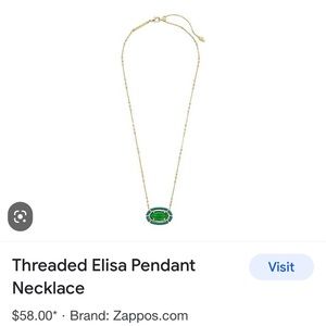 Kendra Scott Emerald Threaded Elisa Pendant with adjustable gold chain